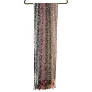 MUCROS WEAVERS Striped Wool Blend Knit Fringe Scarf Made in Ireland 70"x9"